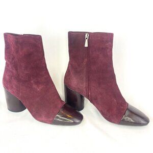 Linea Paolo Savvy Burgundy Suede Block Heel Boots sz 9.5